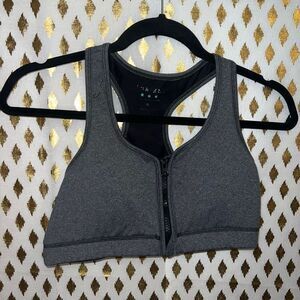 Therapy sports bra front zip grey size M